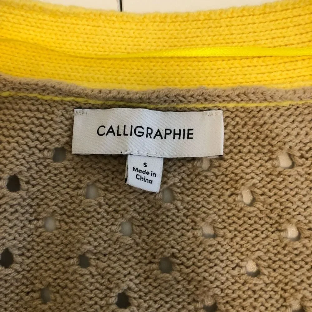 Calligraphie Mixed Stitch Puff Slv Light Academia, Elevated Indie Cropped Swtr S